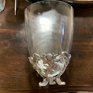 Seagull pewter/recycled glass, footed decorative vase